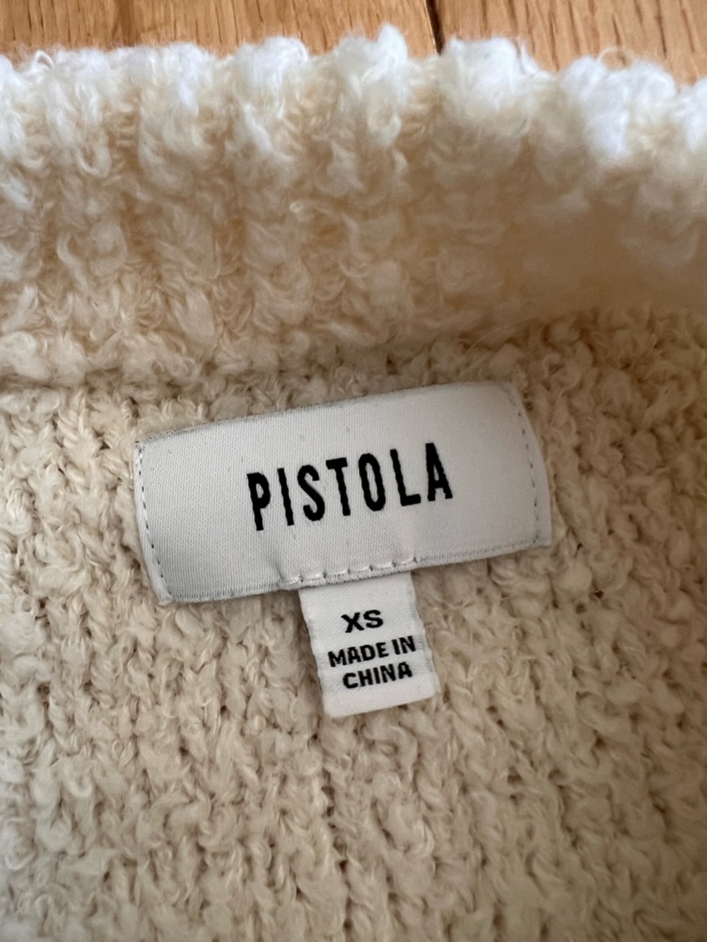 Pistola Alpine Cozy Crew Neck Sweater Cream Boucle Fuzzy Wool Blend Size XS - Picture 4 of 9